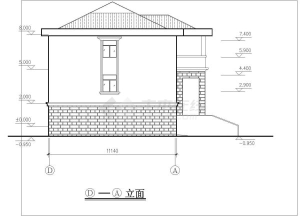 某小型别墅建筑设计方案整套cad图纸-图一