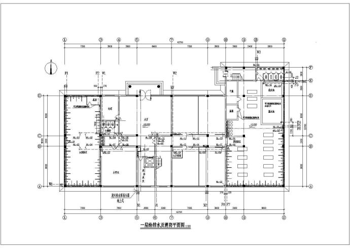 五层浴室建筑全套给排水cad设计图纸_图1