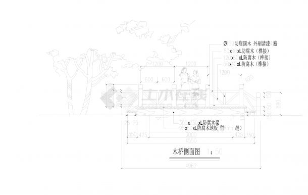 新中式景观木桥施工图-图二