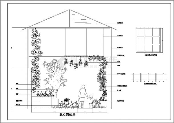 某高层住宅楼屋顶花园绿化cad设计图纸-图一