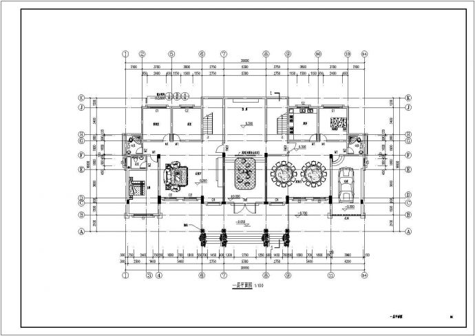 大型现代风格中庭别墅建筑设计图纸_图1