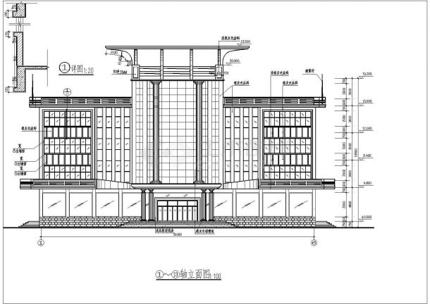 四层办公楼建筑详细施工CAD图纸-图一