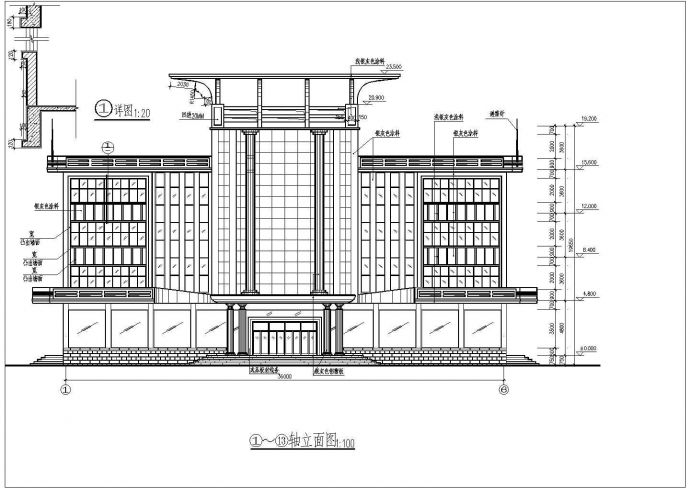 四层办公楼建筑详细施工CAD图纸_图1