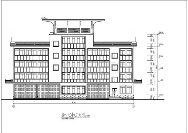 四层办公楼建筑详细施工CAD图纸-图二