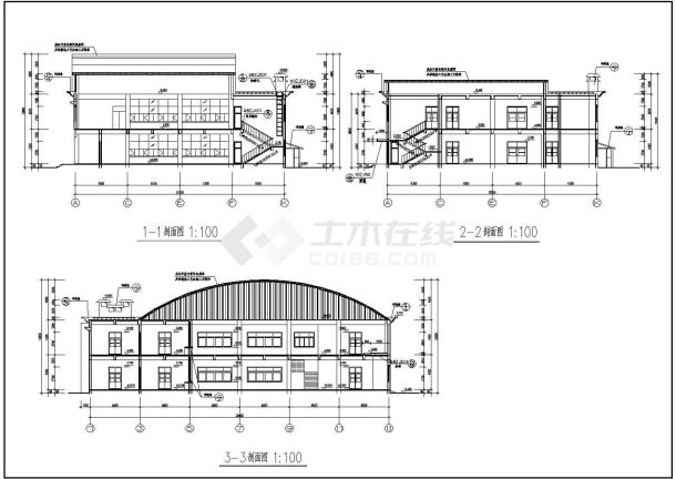 某地小型二层食堂建筑施工图（共7张）-图二