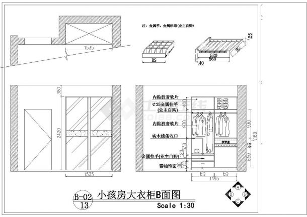 某地简欧混搭风格家装设计施工图（含效果图）-图二