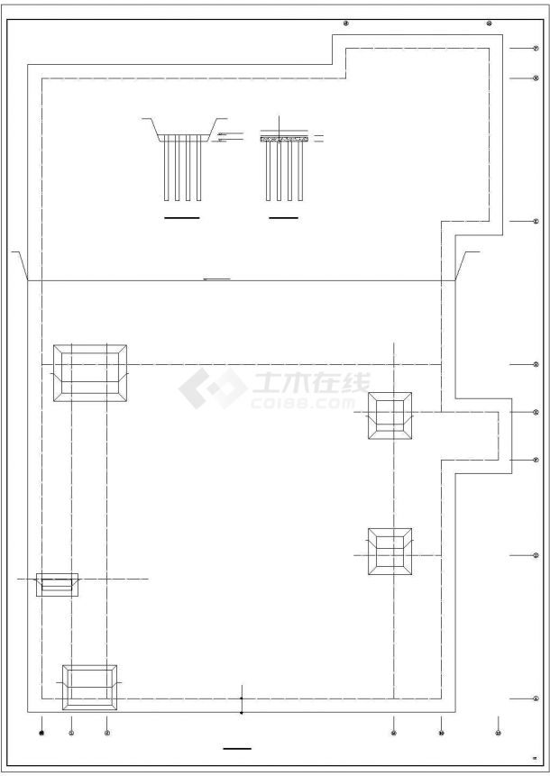 四层钢框架4S店CAD示意图-图二