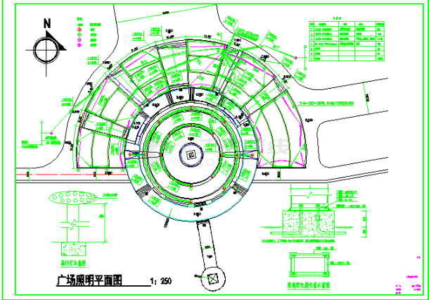 某城市小区广场景观照明cad设计图-图一