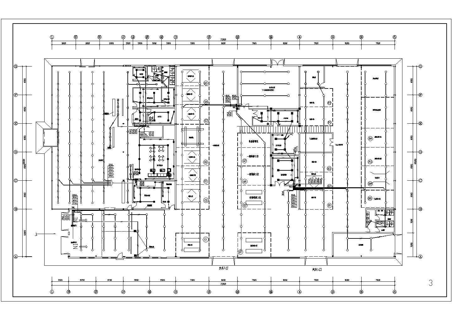 某一座单层钢结构汽车展厅电气设计图