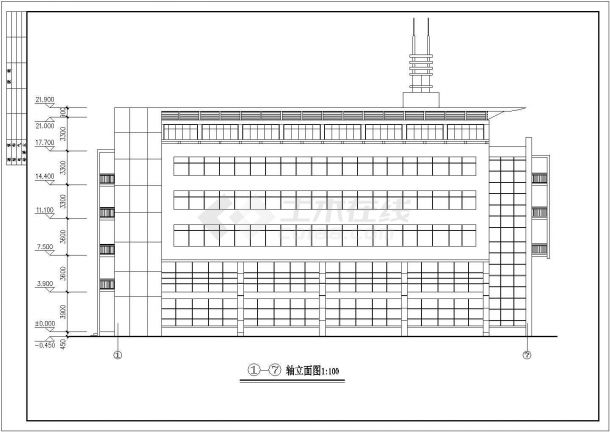 某办公旅馆综合楼设计方案CAD图-图二