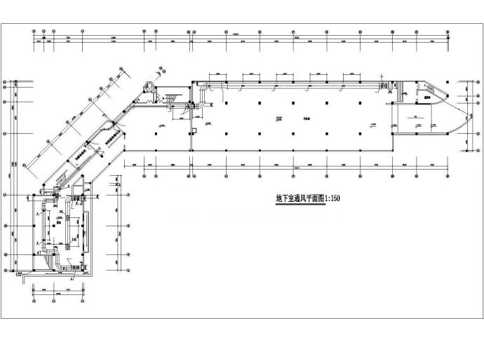 某商场地下室通风设计平面施工设计图_图1