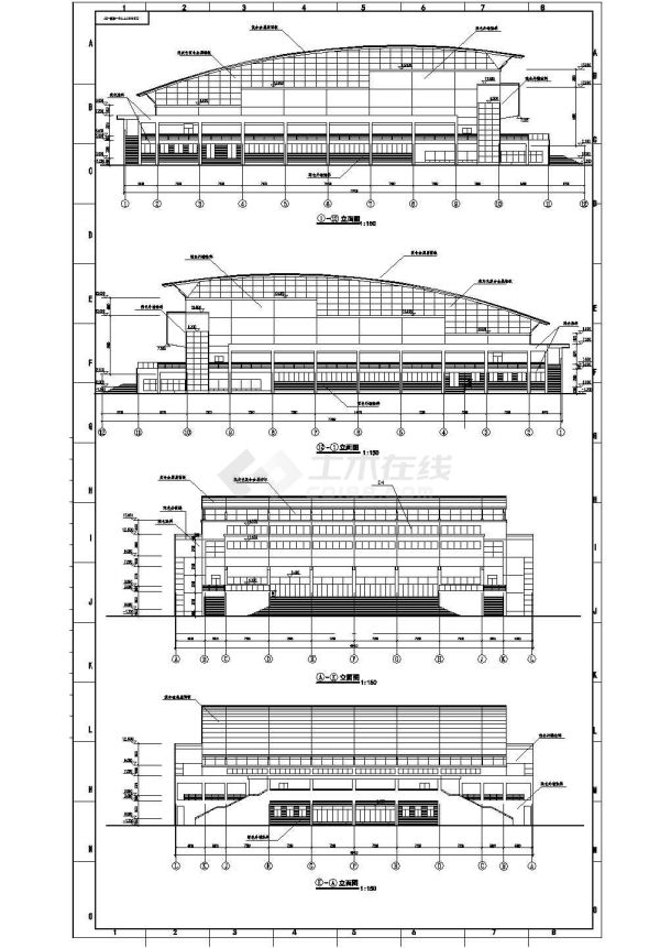 某大型体育馆全套CAD方案设计建筑施工图-图一