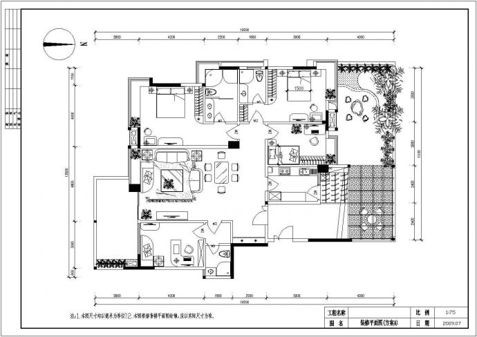 某大宅室内装修cad平立面施工设计图_图1