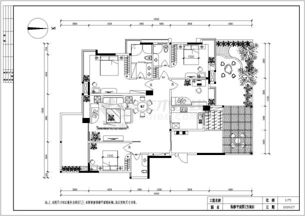 某大宅室内装修cad平立面施工设计图-图二