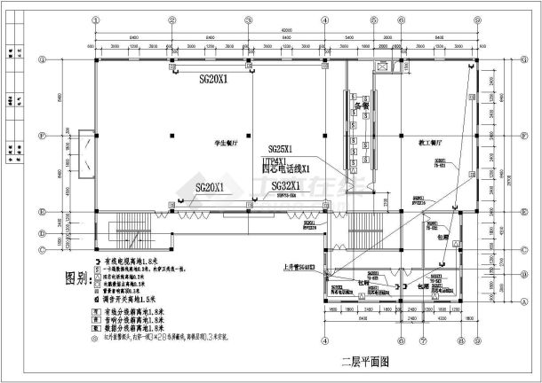 某小学弱电电气cad施工设计图纸-图二