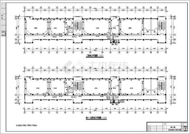 某校教学综合楼整套电气cad施工设计图-图二