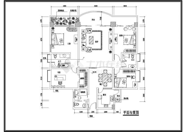 某家居室内装修装饰cad施工设计平面布置图纸-图二