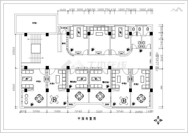 某商业店铺整套室内装修cad平立面施工图-图一