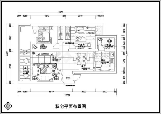 某家居住宅室内装修cad施工图大样图-图二