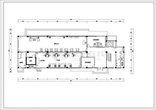某营业大厅室内装修cad施工设计图纸-图二