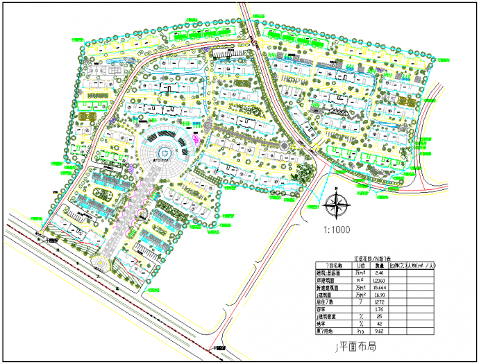 某花园小区规划总平面设计CAD图_图1