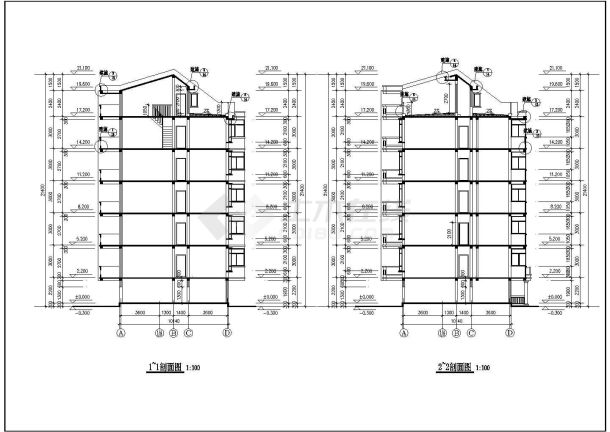 某六层砖混住宅楼建筑施工cad图-图二