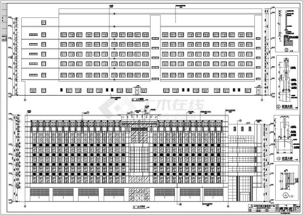 六层办公楼建筑cad施工设计图纸-图一