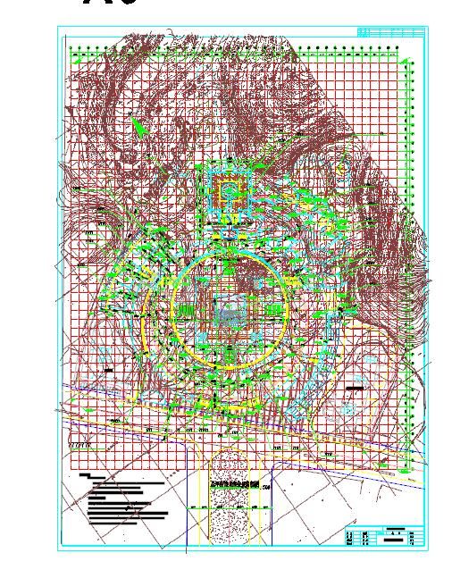 某市中心广场总平面设计cad施工图绿化图-图一