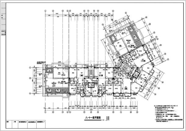 某地区全套十三层商住楼建筑方案CAD设计图纸-图二