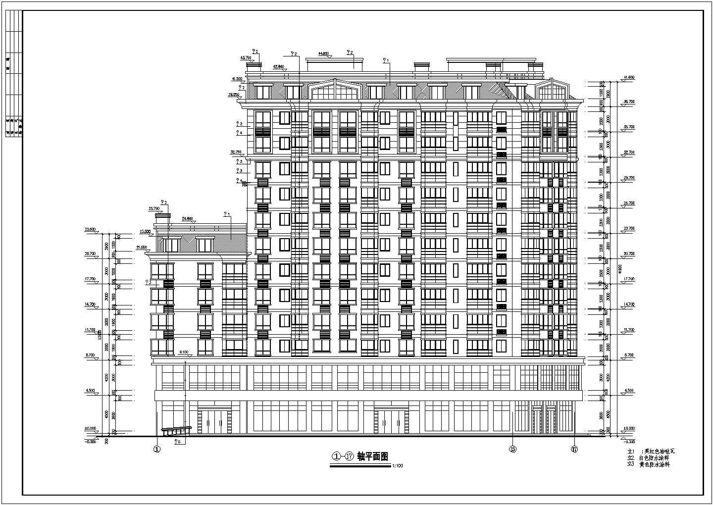 某地区全套十三层商住楼建筑方案CAD设计图纸