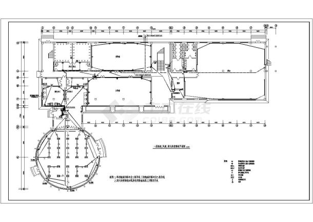 某地区训练馆电气cad施工设计图纸-图二