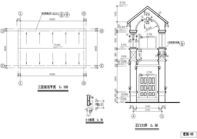 某三层别墅建筑cad施工设计图纸_图1