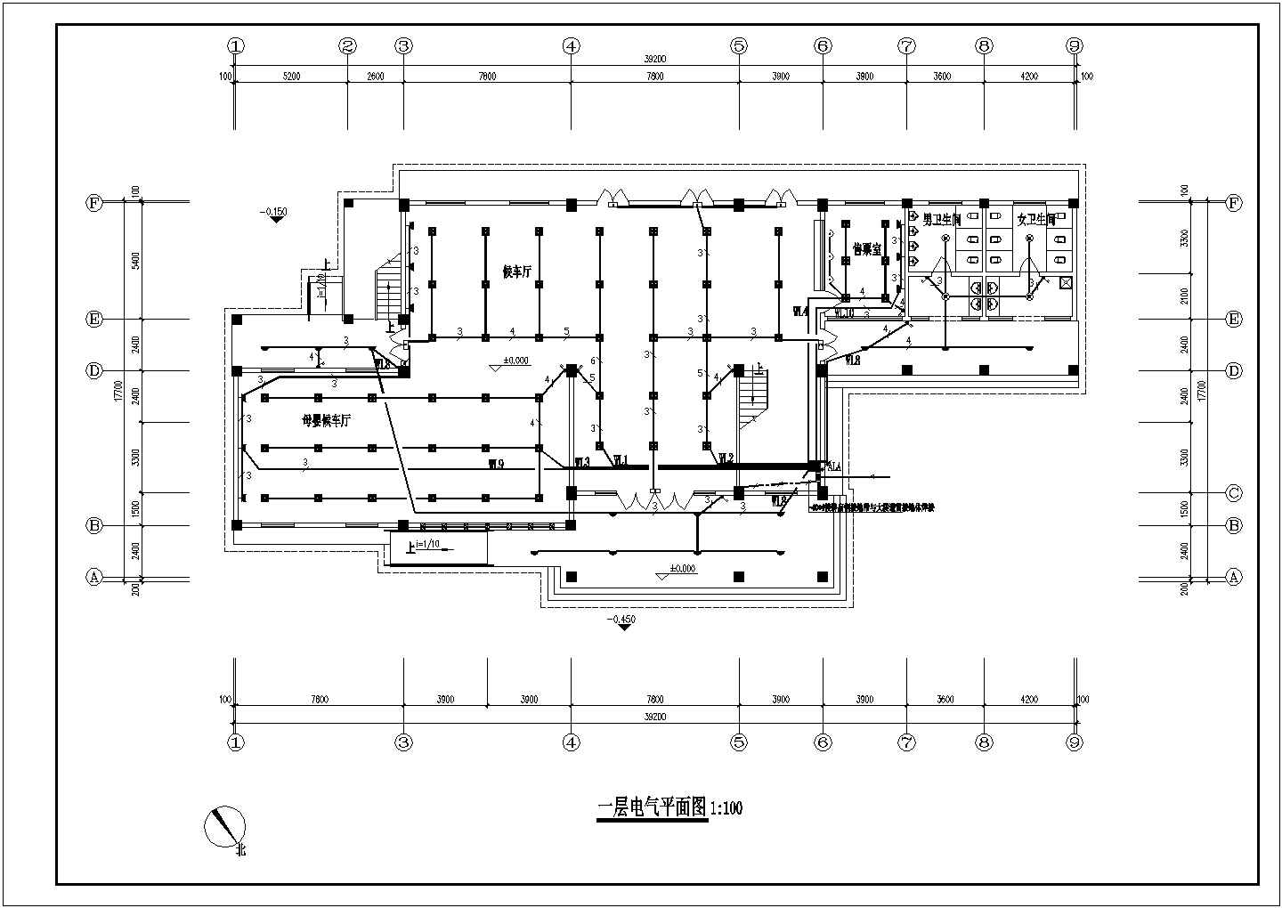 某市客运站电气设计施工CAD图纸
