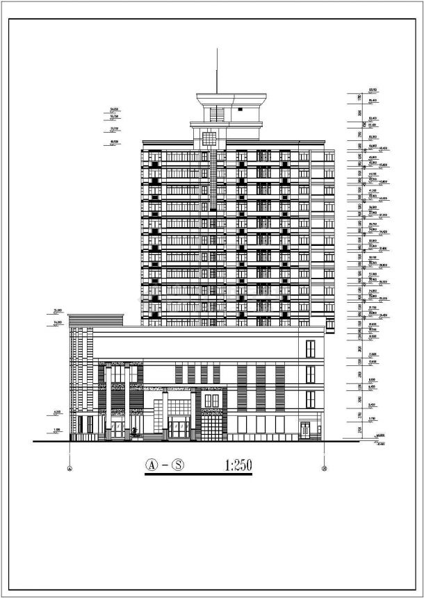 某十五层办公综合楼建筑方案设计图-图一