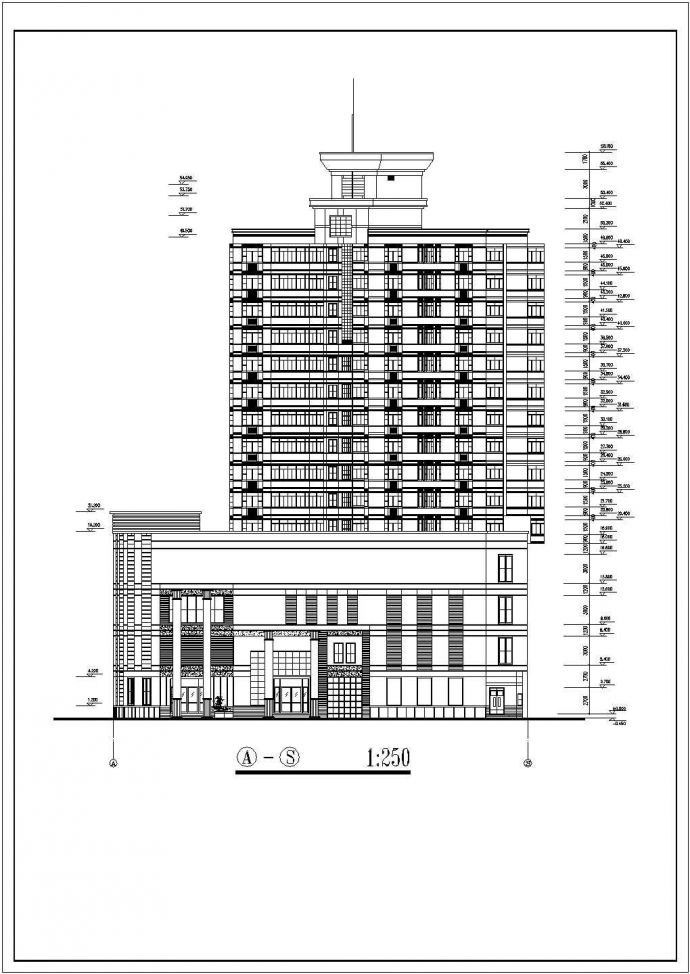 某十五层办公综合楼建筑方案设计图_图1