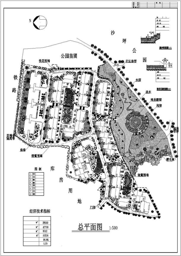 某国际住宅小区总平面规划及植物配置cad施工图-图二