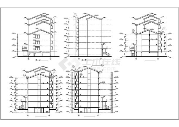 某地区房型较好的6层住宅楼建筑cad施工设计图-图二