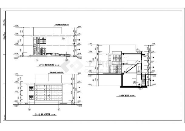 二层服务楼建筑设计施工方案CAD图-图二