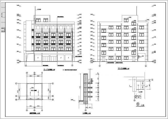 六层办公楼建筑全套施工CAD图纸_图1