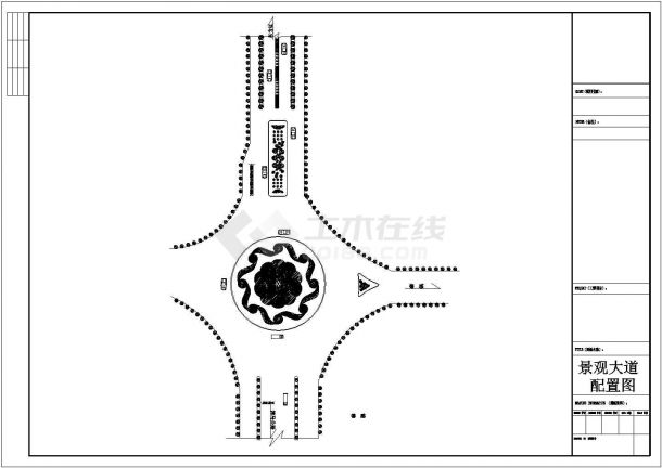 工业园区道路绿化设计cad平面施工图-图二