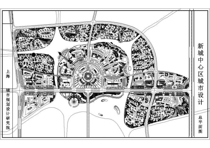 某住宅新城中心区城市规划cad设计图_图1