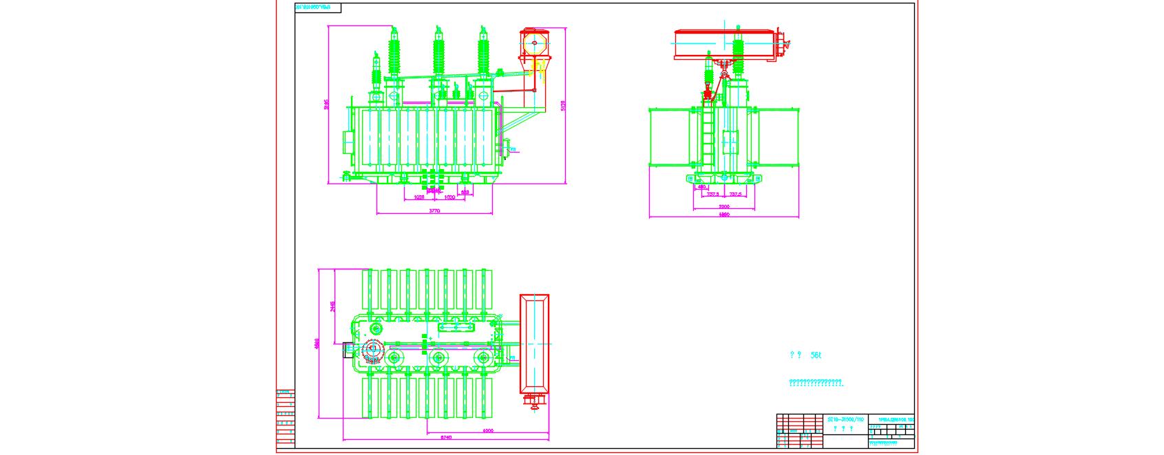 变压器及35KV高压柜尺寸CAD平面图纸