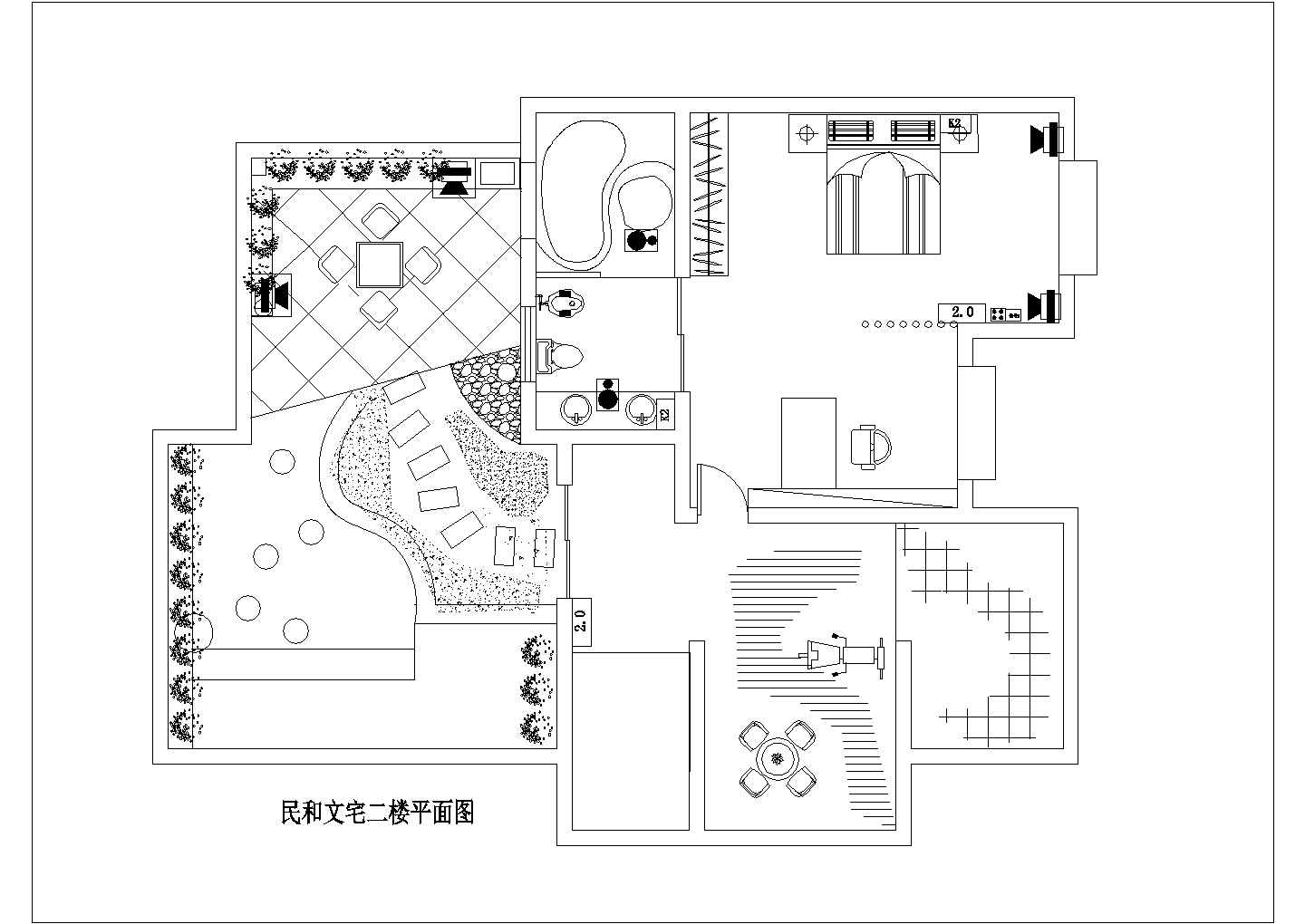 某带阁楼户型室内装修cad平面图图纸