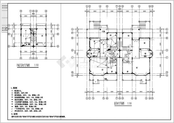 别墅强，弱电气cad施工图纸全套-图二