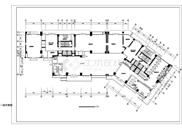 某航空公司综合办公楼室内装修cad施工图-图二