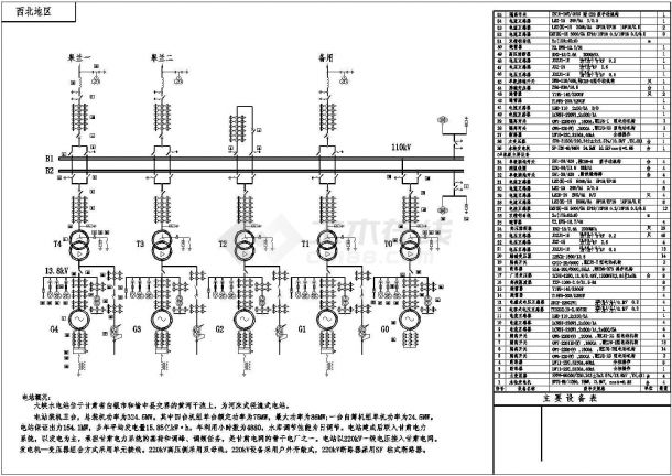 某地水电站电气主接线CAD设计图纸-图一
