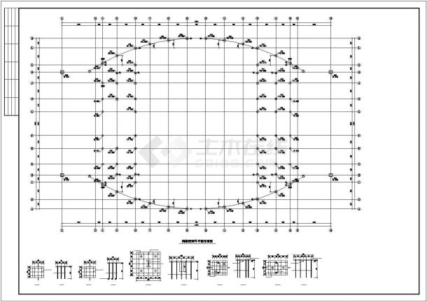某地区全套异形网架建筑设计CAD图-图二