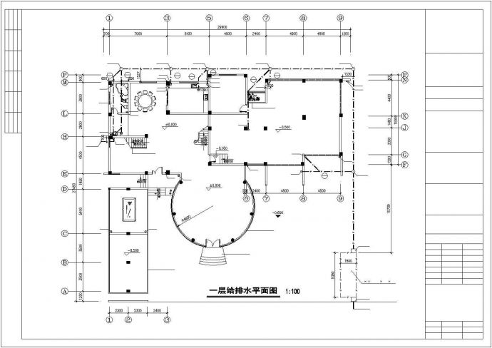 某地三层经典私人别墅给排水cad设计图纸_图1