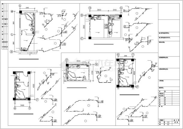 某地三层经典私人别墅给排水cad设计图纸-图二