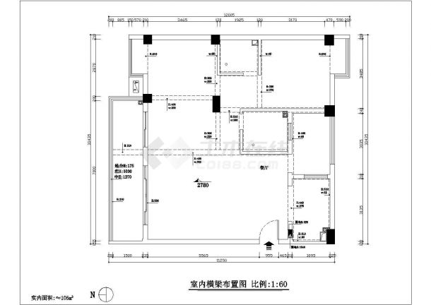 某市欧式四房家装设计施工CAD图纸-图二